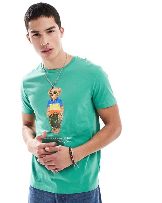 Camiseta De Corte Custom Con Estampado De Oso Playero De Polo Ralph Lauren de hombre de color Blue