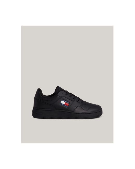 Tommy Hilfiger Black Leather Basketball Trainers for men