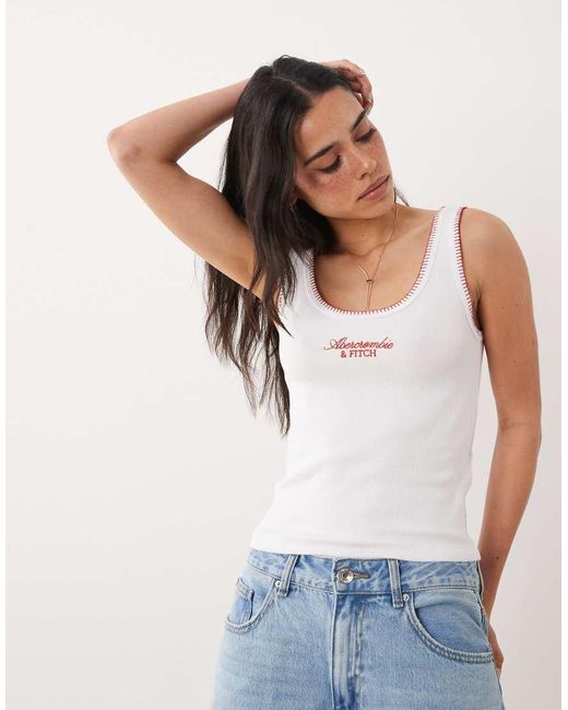 Abercrombie & Fitch Blue Logo Scoop Neck Tank Top