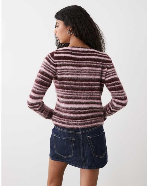 Collusion Red Knitted Stripe Top