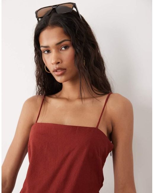 ASOS Red Cotton Linen Sarong Wrap Mini Sundress
