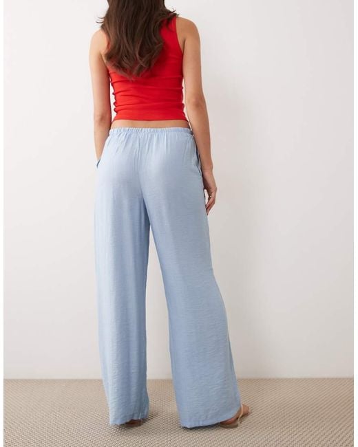 New Look Blue Crinkle Wide Leg Pants