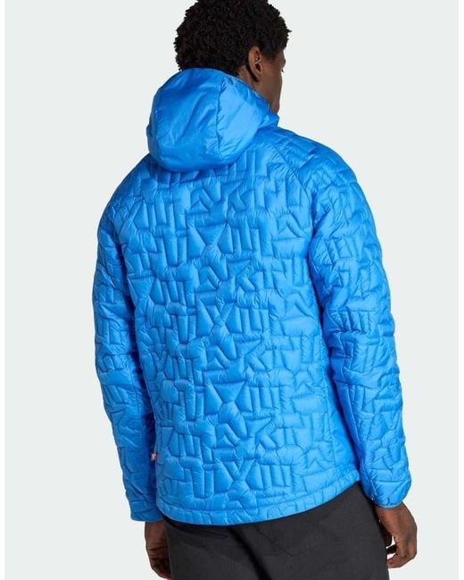 Adidas Originals Blue Terrex Xperior Primaloft Loose Fill Insulated Hooded Jacket for men