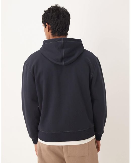 ASOS Blue Zip Through Hoodie With Sports Print And Contrast Stitching for men