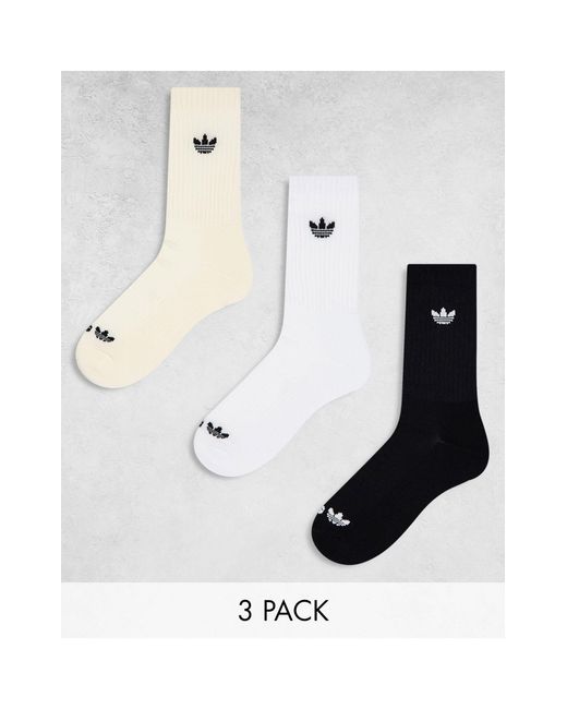 Adidas Originals White Trefoil 2.0 Crew 3-pack Socks for men