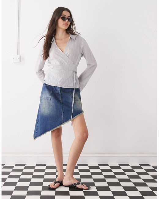 Weekday Gray Structured Wrap Shirt