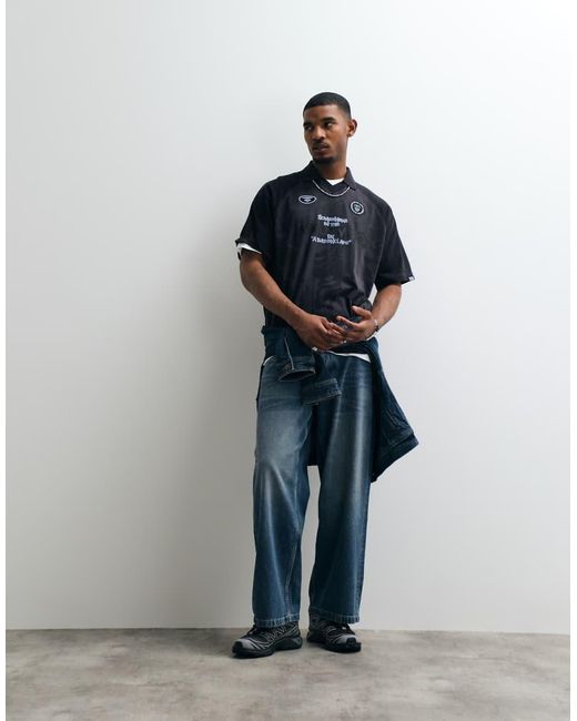 Aape By A Bathing Ape Blue Aape By A Bathing Ape Logo Sports Jersey for men