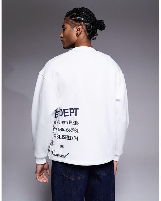 River Island White Essential Crew Printed Sweatshirt for men