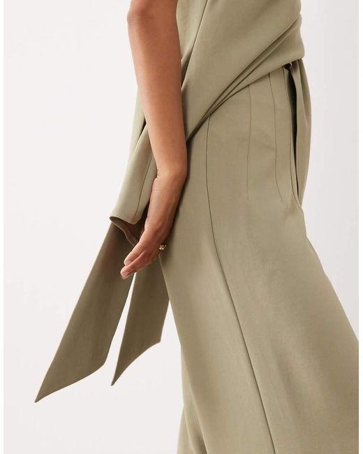 ASOS Natural Tailored High Waist Corset Detail Palazzo Trousers Co-Ord