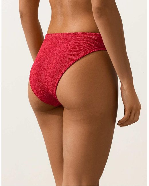 Oysho Red Medium-coverage U-cut Crinkle Bikini Briefs
