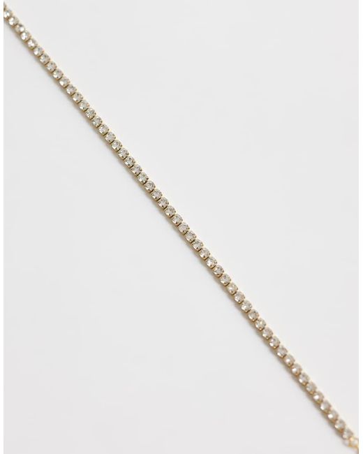 ASOS White Waterproof Stainless Steel Anklet With Crystal Cupchain Design