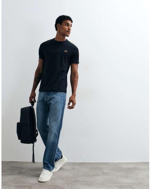 Fred Perry Blue Contrast Tape Ringer T-Shirt for men
