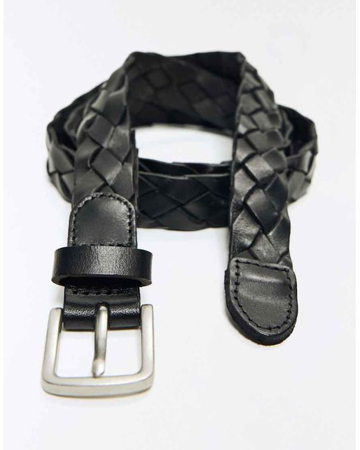 Bershka White Braided Leather Belt for men