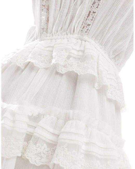 Miss Selfridge White Premium Beach Lace Detail Playsuit