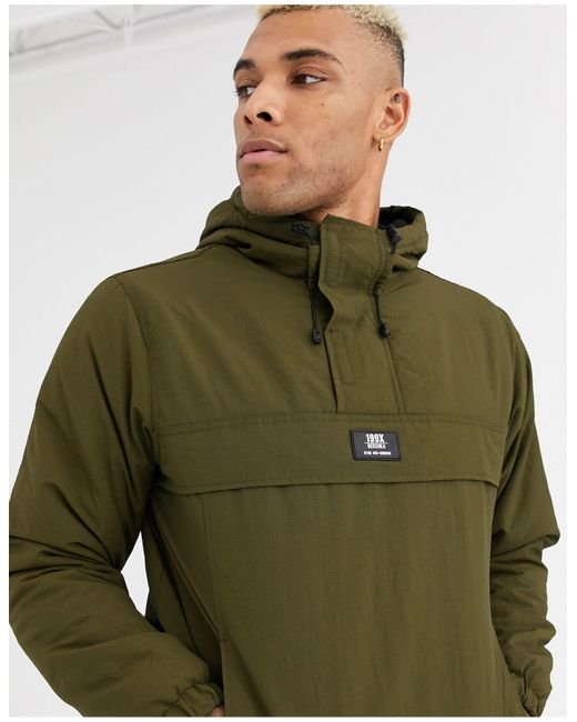 Bershka Overhead Jacket With Fleece Lining in Green for Men | Lyst
