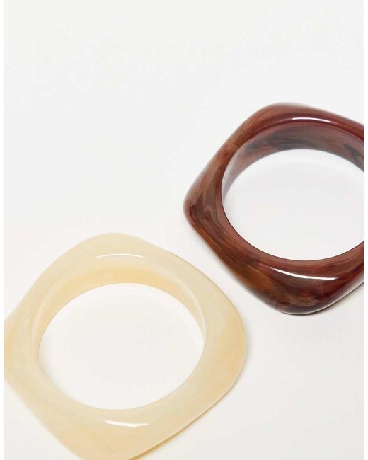 Confezione Da 2 Bracciali Rigidi Color Crema E Marrone di Reclaimed (vintage) in Brown