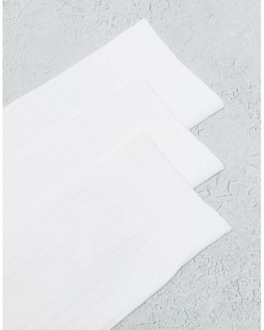 Weekday White Selma 3-Pack Rib Socks