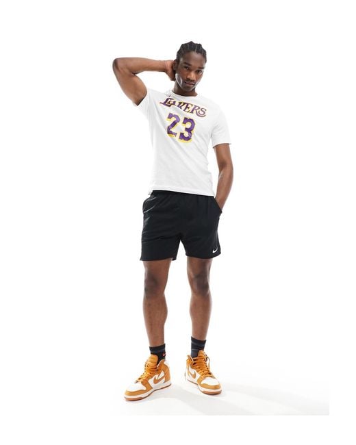 Nike Basketball White Nba La Lakers Dri-fit Lebron James Icons Jersey Vest for men