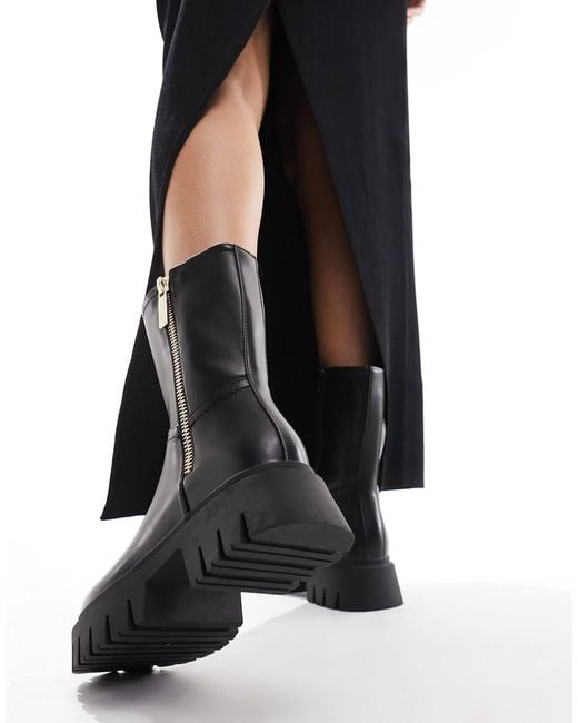 Pointure large - amalfi - bottes style motard zippées ASOS en coloris Black