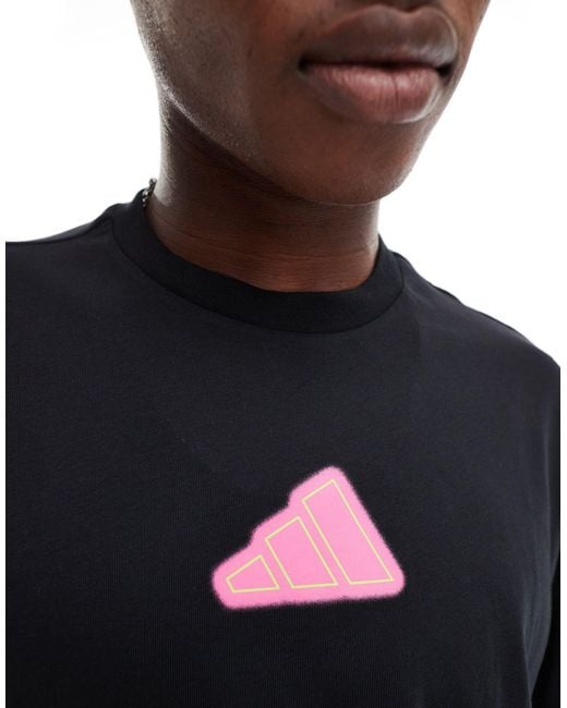 Adidas Originals Black Adidas Tennis Neon Backprint T-shirt for men