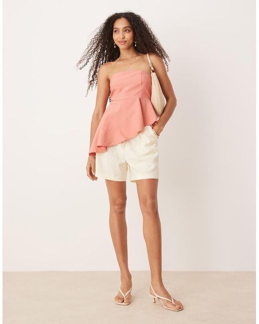 Mango Pink Asymmetric Bandeau Top