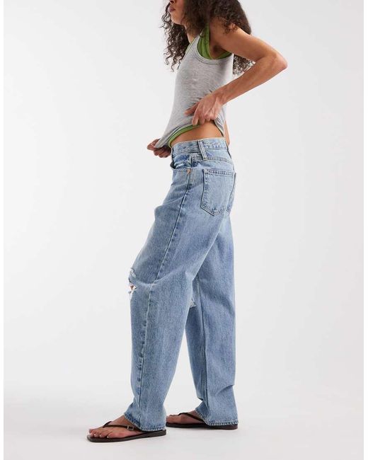 Gap Blue Ripped Wide Leg Jeans