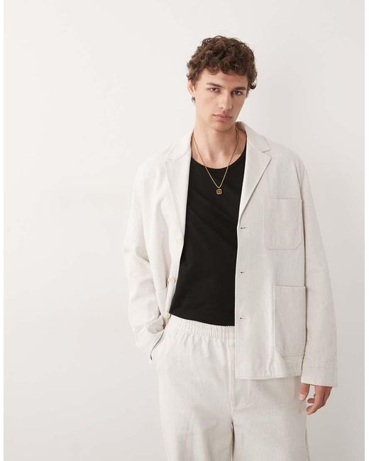 ARKET Natural Pure Cotton Single Breasted Suit Jacket for men