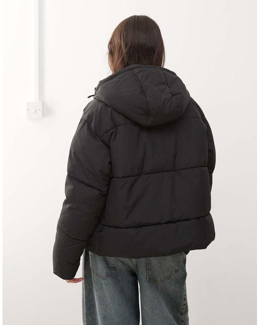 Noisy May Black Hooded Puffer Jacket