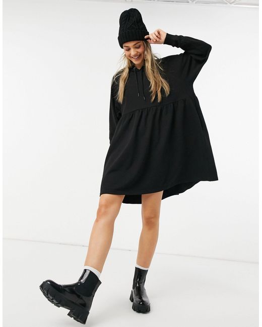 Monki Malin Cotton Hoodie Mini Dress in 
