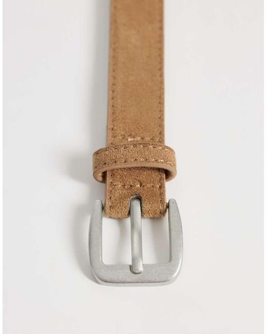Gina Tricot Natural Thin Rectangle Suede Belt