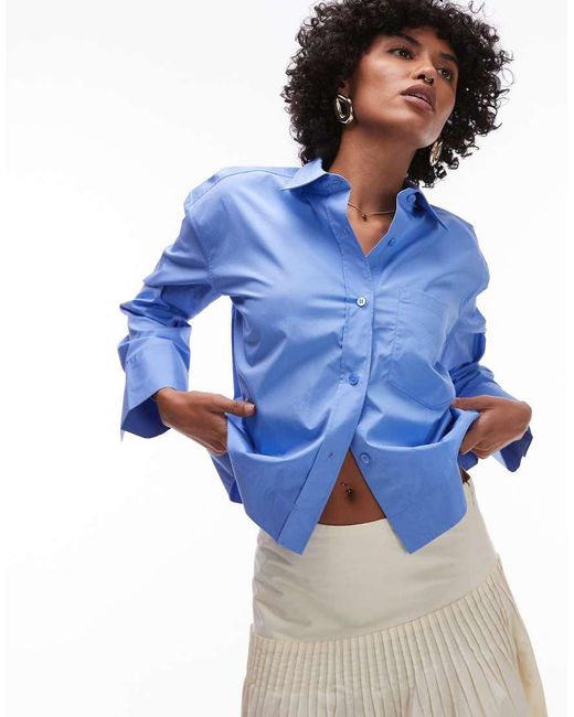 ARKET Blue Cropped Shirt With Front Pocket