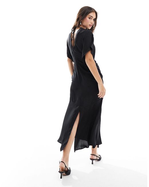 ASOS Black Asymmetric Hem Midi Dress