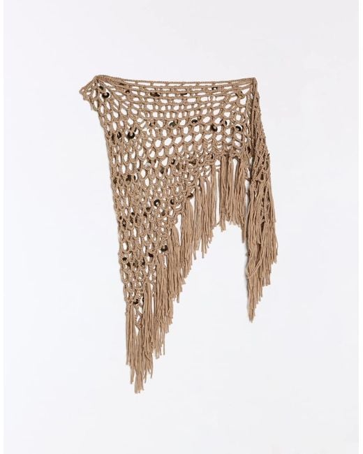 Bershka Blue Sequin Crochet Overlay Skirt