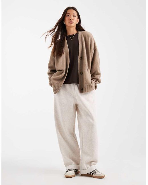 Monki Gray Knit Button Front Cardigan