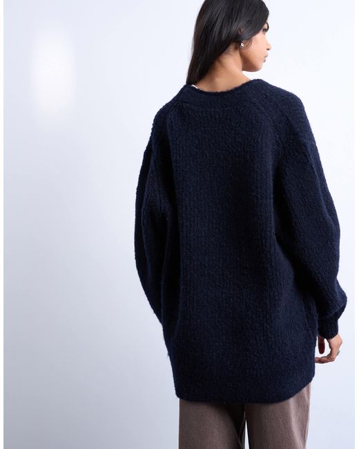 Ultimate - gilet coupe boyfriend en maille - bleu marine TOPSHOP en coloris Blue