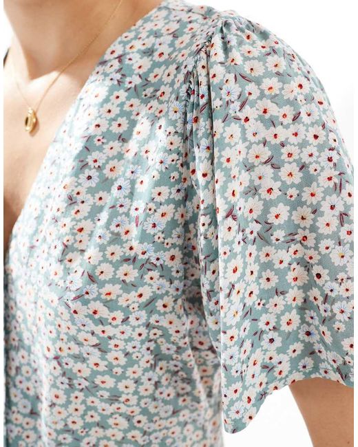 ONLY White V Neck Tie Waist Mini Dress