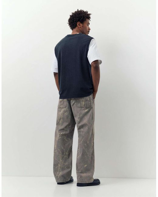 Pull&Bear – gemusterte jeans in Gray für Herren