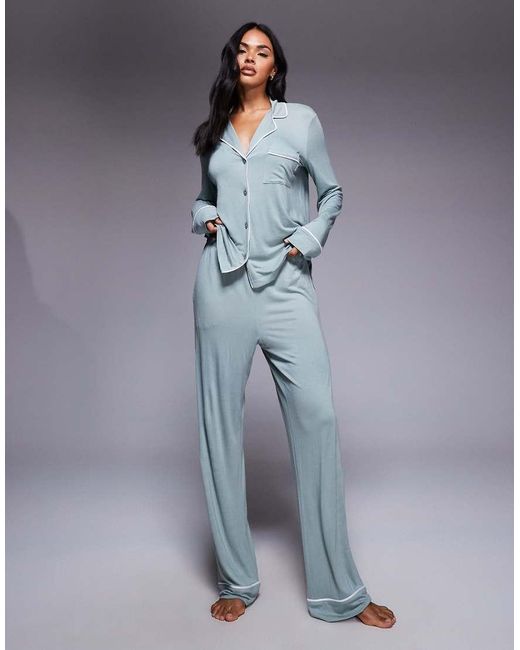 DKNY Blue Top And Pant Sleep Set