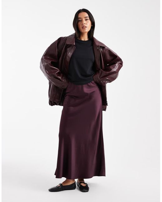 Vero Moda Red Satin Bias Midi Skirt