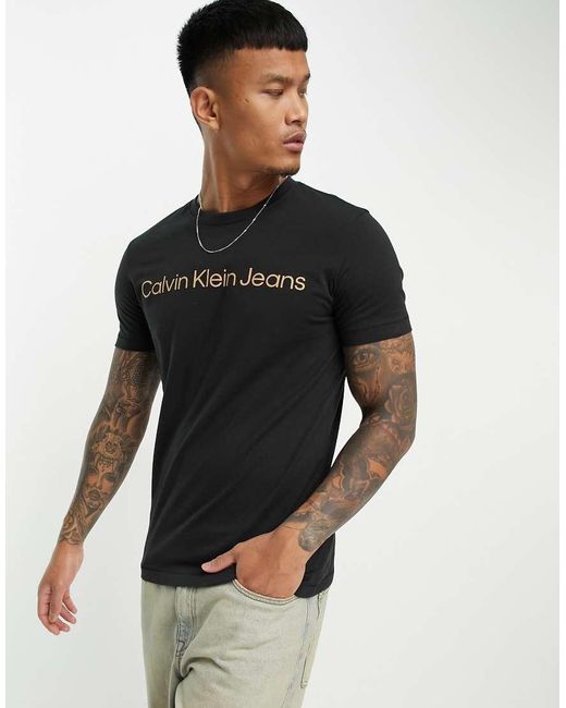 Calvin Klein Black Institutional Logo Slim Fit T-shirt for men