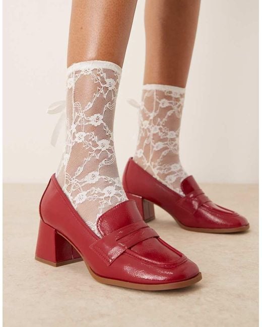New Look Red Heeled Loafers