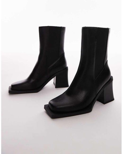 Botines Chelsea Negros Con Tacón De Bloque Nisha De Wide Fit TOPSHOP de color Black