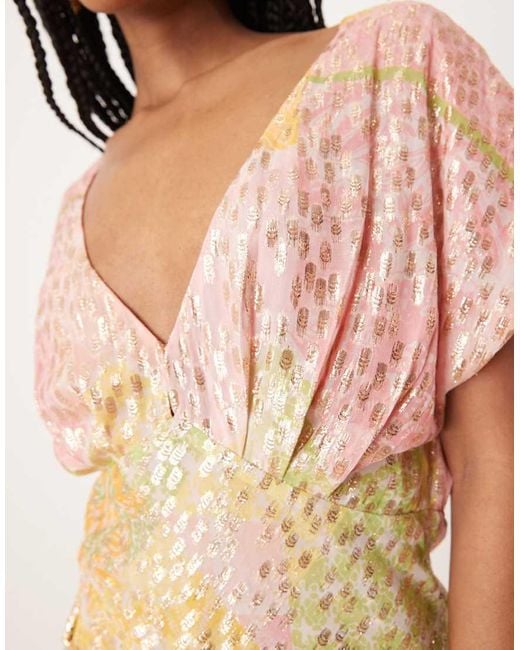 Never Fully Dressed Natural Metallic Boho Maxi Dress