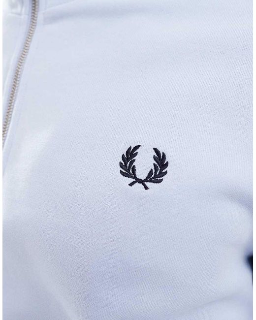 Felpa Chiaro Con Zip Corta di Fred Perry in White da Uomo