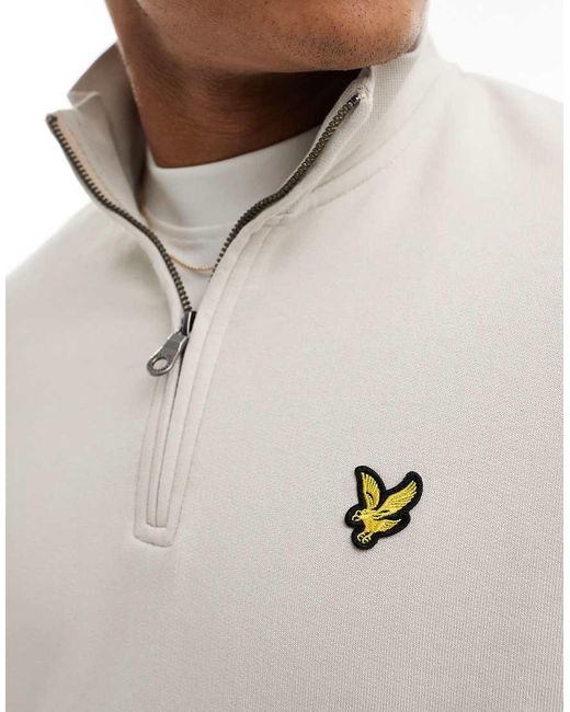 Lyle & Scott White Icon Logo Loopback Quarter Zip Sweatshirt for men