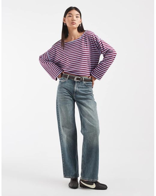 Hollister Blue Slouchy Off Shoulder Top