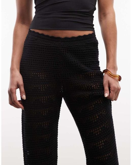Monki Blue Crochet Style Wide Leg Pants