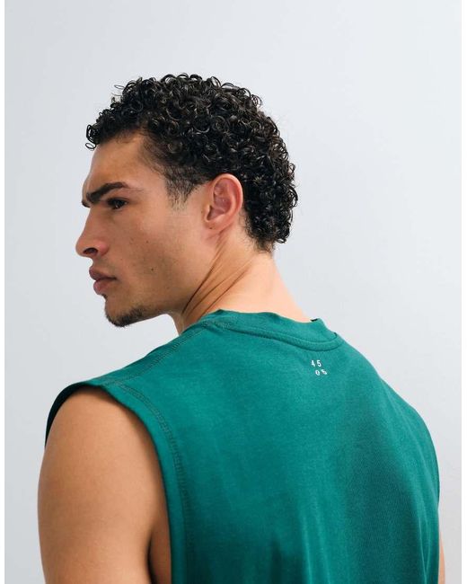 4505 Green Cotton Cropped Lifting Tank With Quick Dry Finish for men