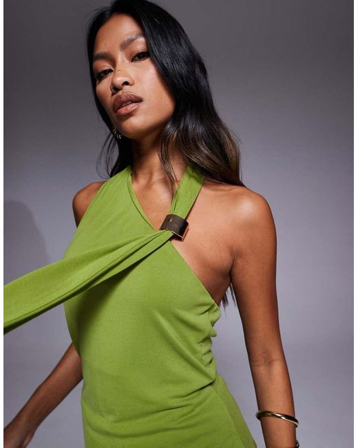 Top Con Fular Al Cuello Y Herraje Dorado De River Island de color Green