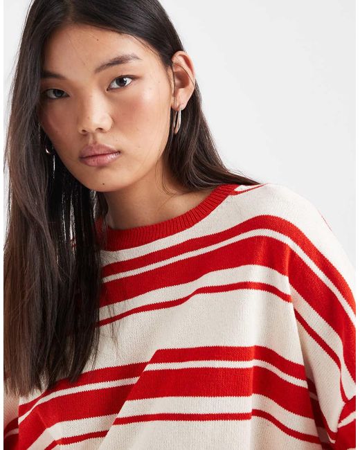 & Other Stories Red Cropped Oversized Cotton Jumper